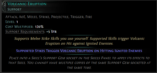 PoE2 update 0.2.0 dawn of the hunt New Support Gem Volcanic Eruption